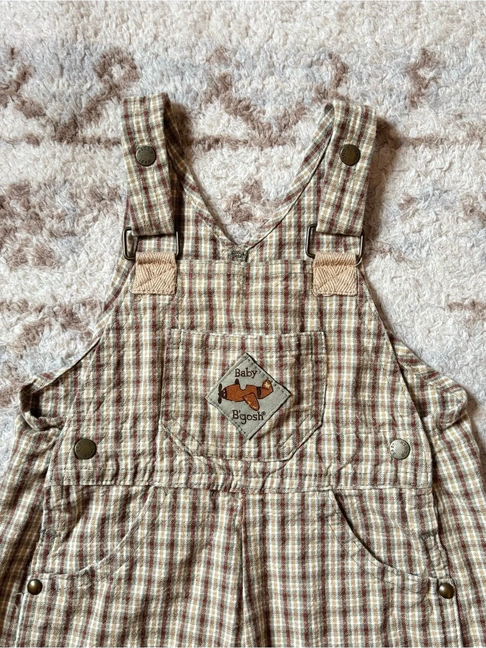Baby B’gosh Vintage 90s Plaid Overalls Onesie One Piece Overalls Unisex